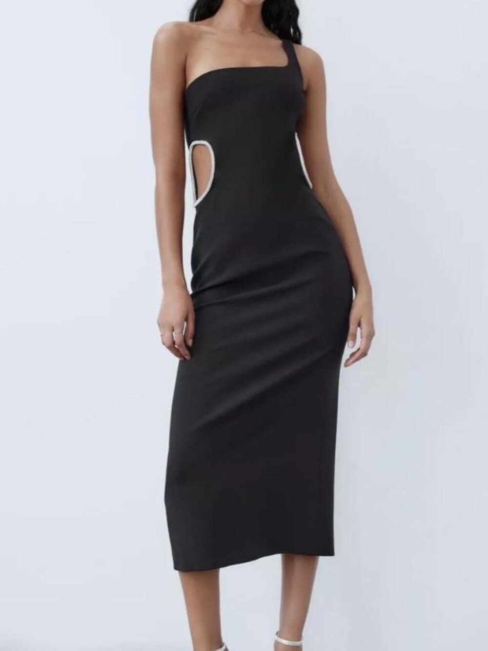 Zara One Shoulder Cut Out Detail Dress NWT